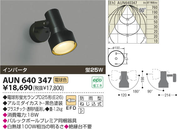 コイズミ照明 KOIZUMI アウトドアスポット AUN640347 | 商品情報 | LED