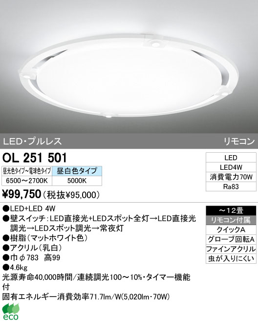 ODELIC オーデリック LED シーリングライト OL251501 | 商品情報 | LED照明器具の激安・格安通販・見積もり販売 照明倉庫  -LIGHTING DEPOT-