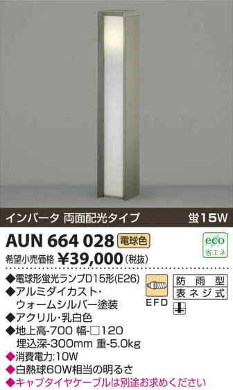コイズミ照明 KOIZUMI ガーデンライト AUN664028 | 商品情報 | LED照明