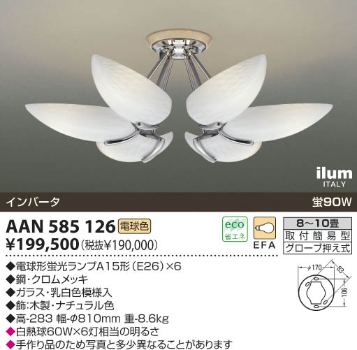 コイズミ照明 KOIZUMI ilum シャンデリア 電球型蛍光灯 AAN585126