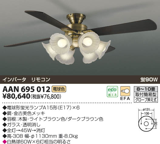 KOIZUMI インテリアファン AAN695012 | 商品情報 | LED照明器具の激安