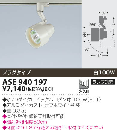 KOIZUMI スポットライト（プラグ） ASE940197 | 商品情報 | LED照明