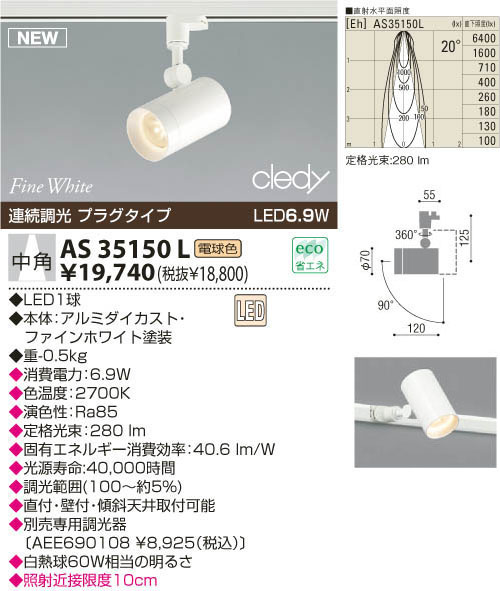 KOIZUMI LEDスポットライト（プラグ） AS35150L | 商品情報 | LED照明