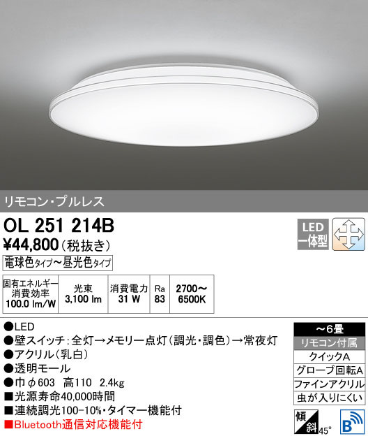 ODELIC オーデリック シーリングライト OL251214B | 商品情報 | LED