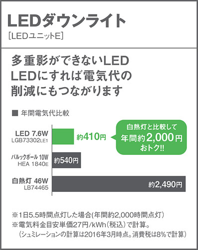 Panasonic LED ダウンライト LGW72303LE1 | 商品情報 | LED照明器具の