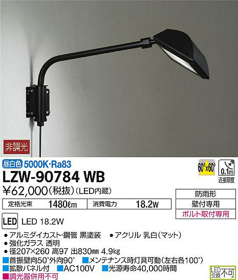 DAIKO 大光電機 アウトドアスポットライト LZW-90784WB | 商品情報