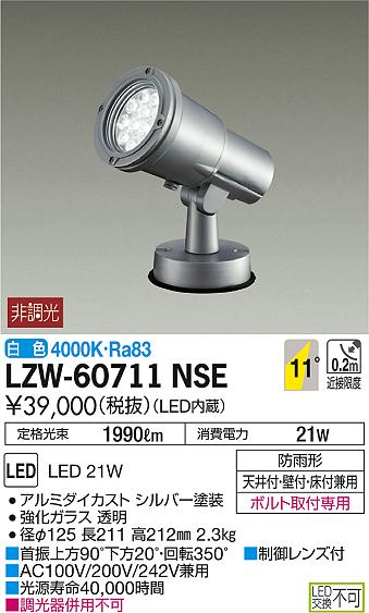 DAIKO 大光電機 アウトドアスポットライト LZW-60711NSE | 商品情報