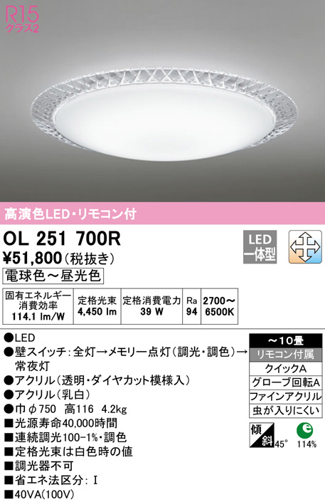 ODELIC オーデリック シーリングライト OL251700R | 商品情報 | LED