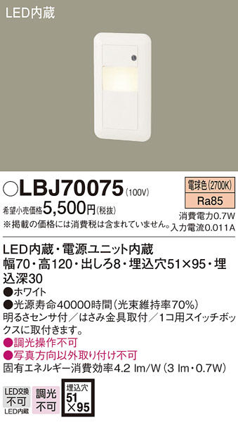 Panasonic ブラケット LBJ70075 | 商品情報 | LED照明器具の激安・格安