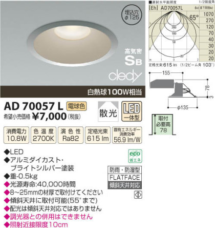 ߾ KOIZUMI LEDⵤ̩饤 AD70057L β