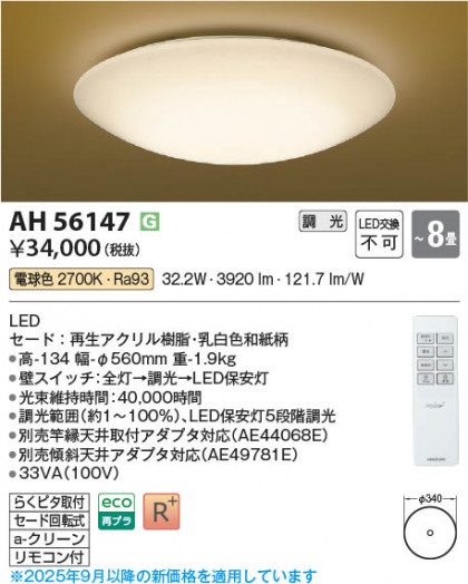 ���β��� Koizumi �������߾��� LED����������� AH56147