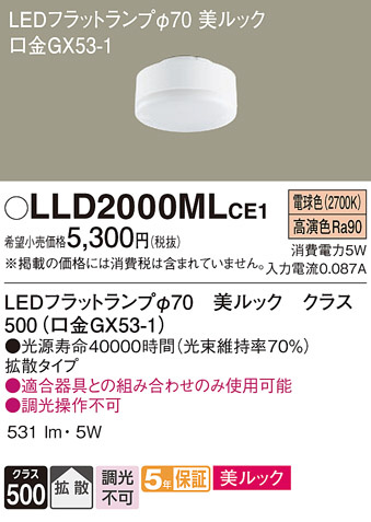 Panasonic ���� LLD2000MLCE1 �ᥤ��̿�