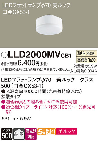Panasonic ���� LLD2000MVCB1 �ᥤ��̿�