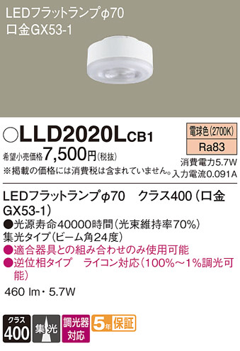 Panasonic ���� LLD2020LCB1 �ᥤ��̿�