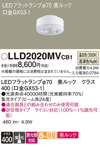 Panasonic ���� LLD2020MVCB1 �ᥤ��̿�
