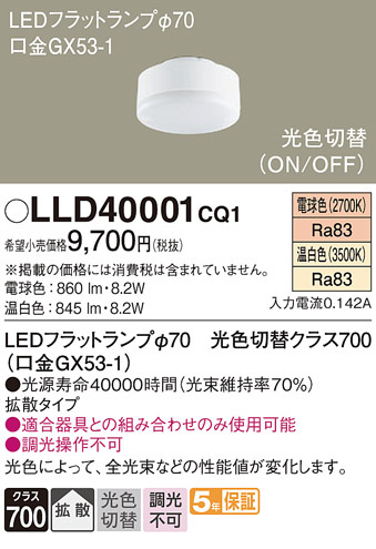Panasonic ���� LLD40001CQ1 �ᥤ��̿�