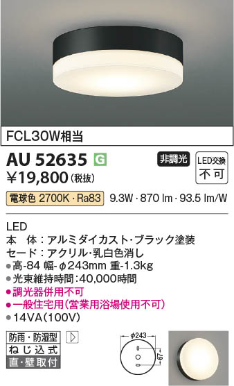 ���β��� Koizumi �������߾��� LED�ɱ��ɼ���������� AU52635