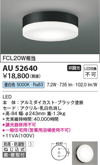 ���β��� Koizumi �������߾��� LED�ɱ��ɼ���������� AU52640