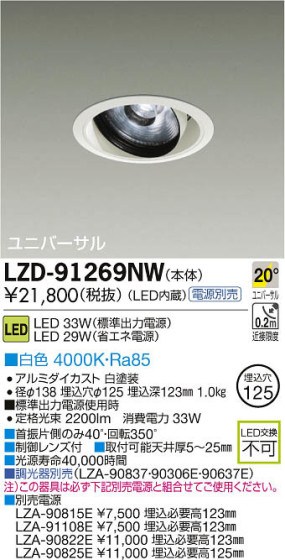 ʼ̿DAIKO ŵ LED˥С饤 LZD-91269NW