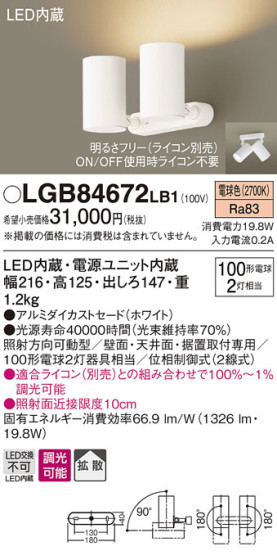 Panasonic LED ݥåȥ饤 LGB84672LB1 ᥤ̿