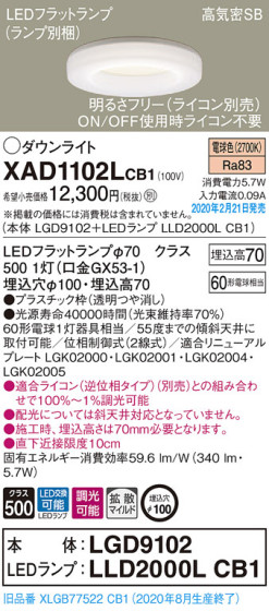 Panasonic 饤 XAD1102LCB1 ᥤ̿