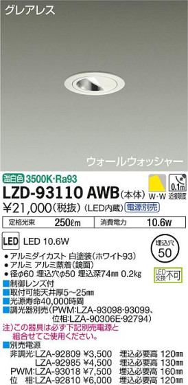 DAIKO ŵ 륦å㡼饤 LZD-93110AWB ʼ̿