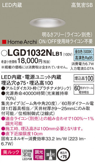 Panasonic 饤 LGD1032NLB1 ᥤ̿