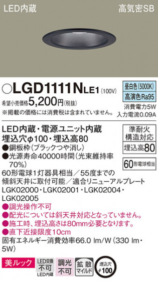 Panasonic 饤 LGD1111NLE1 ᥤ̿