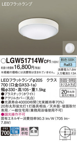 Panasonic �������ƥꥢ�饤�� LGW51714WCF1 �ᥤ��̿�