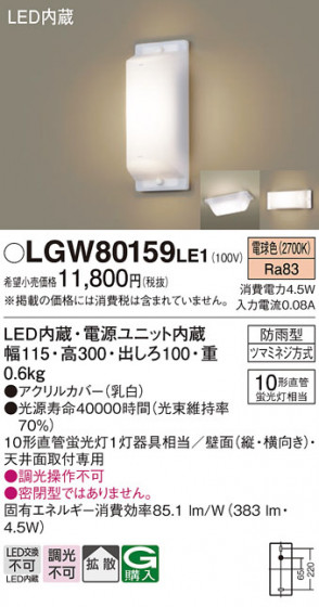 Panasonic �������ƥꥢ�饤�� LGW80159LE1 �ᥤ��̿�