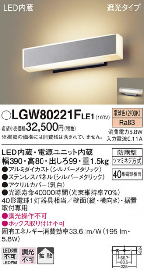 Panasonic �������ƥꥢ�饤�� LGW80221FLE1 �ᥤ��̿�