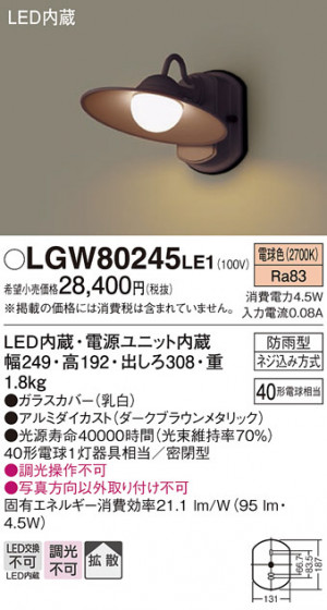 Panasonic �������ƥꥢ�饤�� LGW80245LE1 �ᥤ��̿�