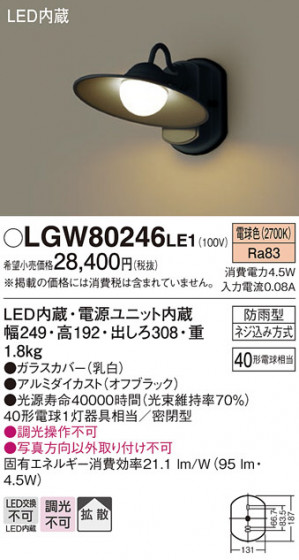 Panasonic �������ƥꥢ�饤�� LGW80246LE1 �ᥤ��̿�
