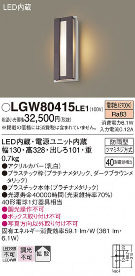 Panasonic �������ƥꥢ�饤�� LGW80415LE1 �ᥤ��̿�