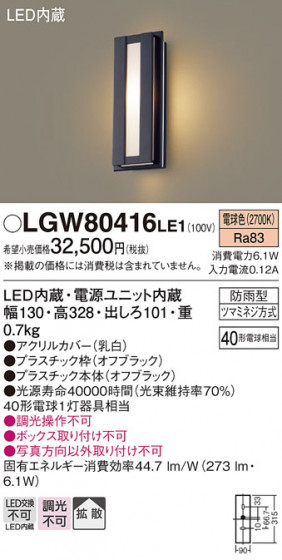 Panasonic �������ƥꥢ�饤�� LGW80416LE1 �ᥤ��̿�
