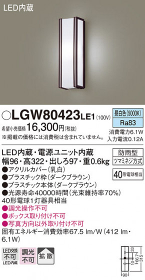 Panasonic �������ƥꥢ�饤�� LGW80423LE1 �ᥤ��̿�