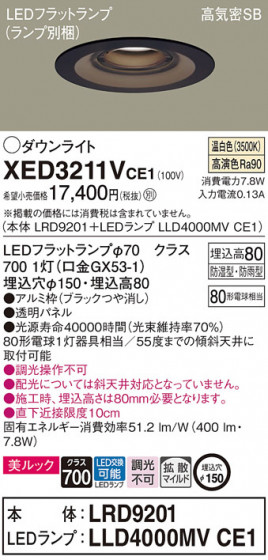 Panasonic ƥꥢ饤 XED3211VCE1 ᥤ̿
