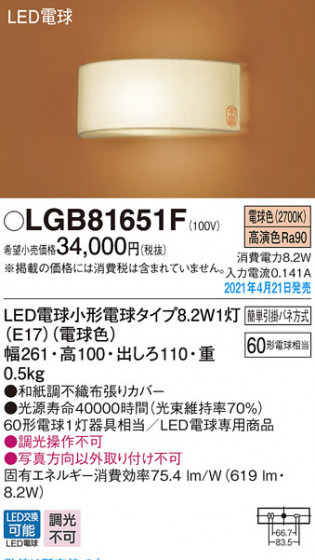 Panasonic ֥饱å LGB81651F ᥤ̿