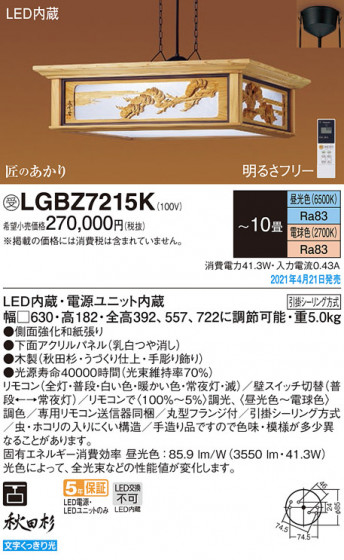 Panasonic �ڥ����� LGBZ7215K �ᥤ��̿�