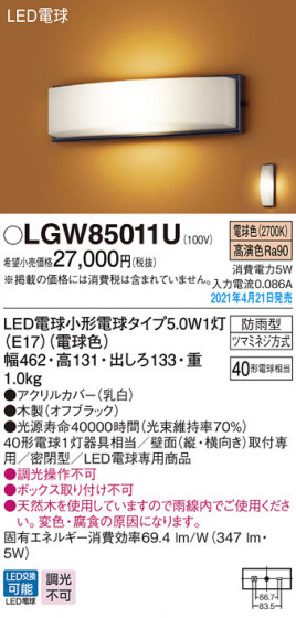 Panasonic �������ƥꥢ�饤�� LGW85011U �ᥤ��̿�