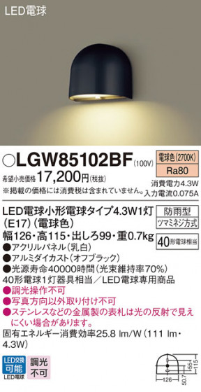 Panasonic �������ƥꥢ�������ȥɥ� LGW85102BF �ᥤ��̿�