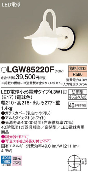 Panasonic �������ƥꥢ�������ȥɥ� LGW85220F �ᥤ��̿�
