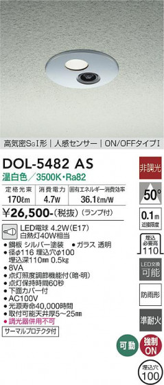 ʼ̿ | DAIKO ŵ ʹ󥵡ե饤 DOL-5482AS