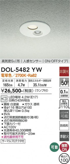 ʼ̿ | DAIKO ŵ ʹ󥵡ե饤 DOL-5482YW