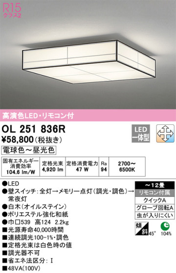 ODELIC ǥå 󥰥饤 OL251836R ᥤ̿