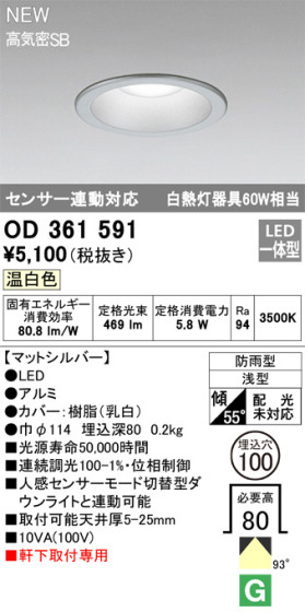 ODELIC ǥå LED ƥꥢ饤 OD361591 ᥤ̿