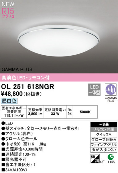 ODELIC ǥå LED 󥰥饤 OL251618NGR ᥤ̿