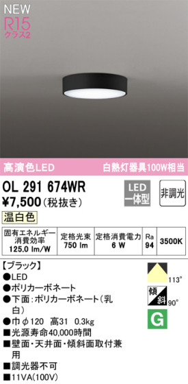 ODELIC ǥå LED 󥰥饤 OL291674WR ᥤ̿