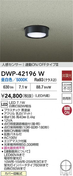 ʼ̿ | DAIKO ŵ LEDʹ󥵡վ DWP-42196W