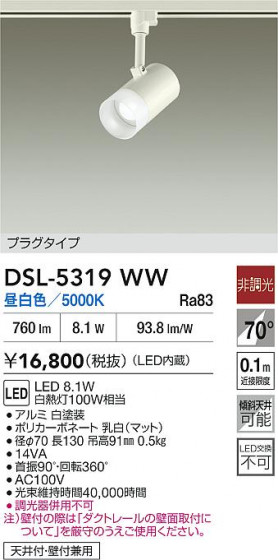 ʼ̿|DAIKO ŵ LEDݥåȥ饤 DSL-5319WW